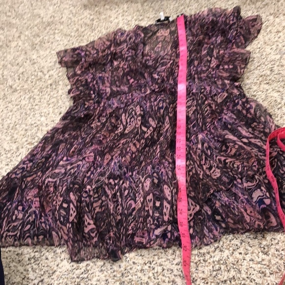 IRO Gilio Dress Size 4 Black Pink Purple Abstract Print Ruffle - Picture 10 of 11